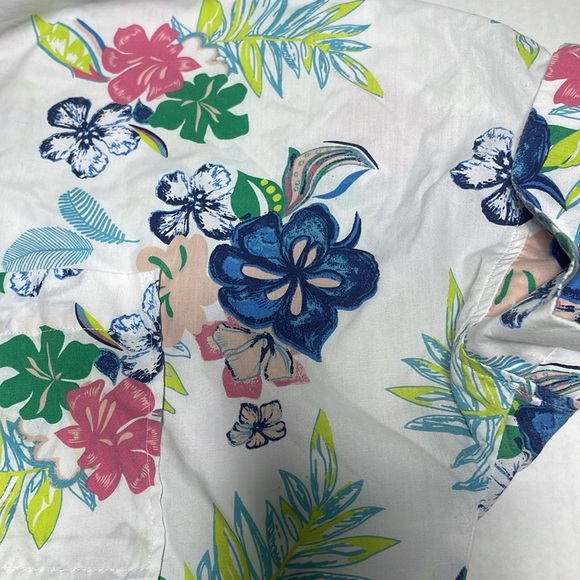 American sweetheart Tropical Button-Up Shirt White Short Sleeve Hawaiian xx - Picture 9 of 10